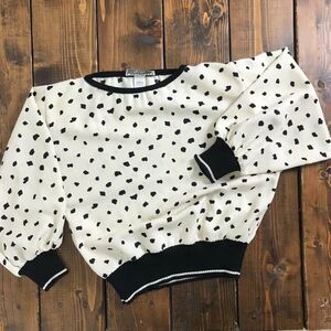 Dalmation Print Vintage Vivanti Petites Made in USA Balloon Sleeves SIZE 6 80's